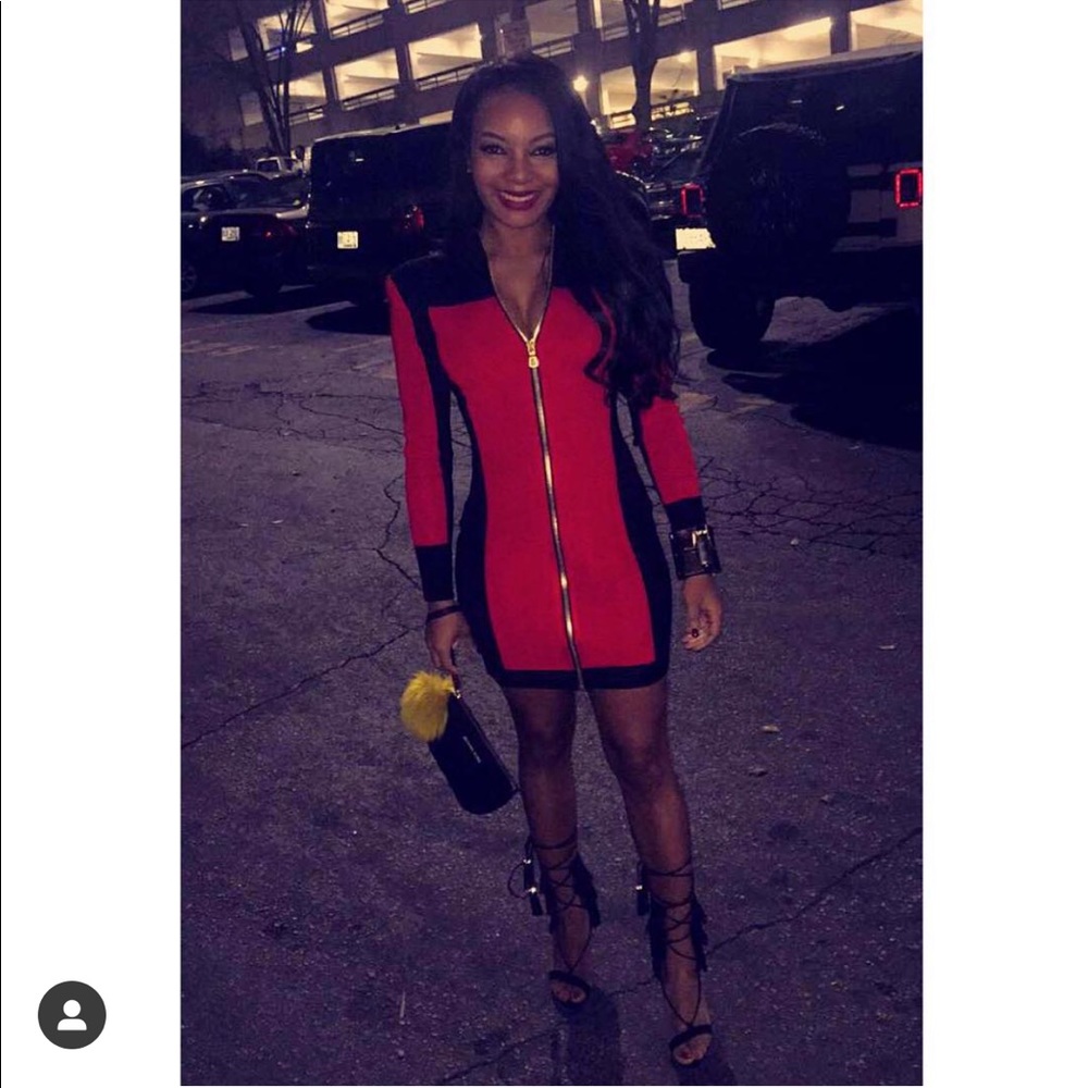 Balmain x h&m red dress